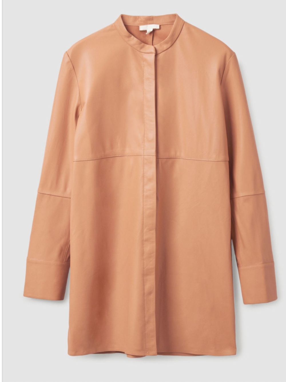 COS Oversized Genuine Leather Tunic Shirt Tan Size 6